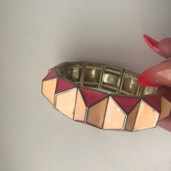 J Crew Peach 🍑 & Pink Studded Stretch Bracelet - Picture 2 of 3